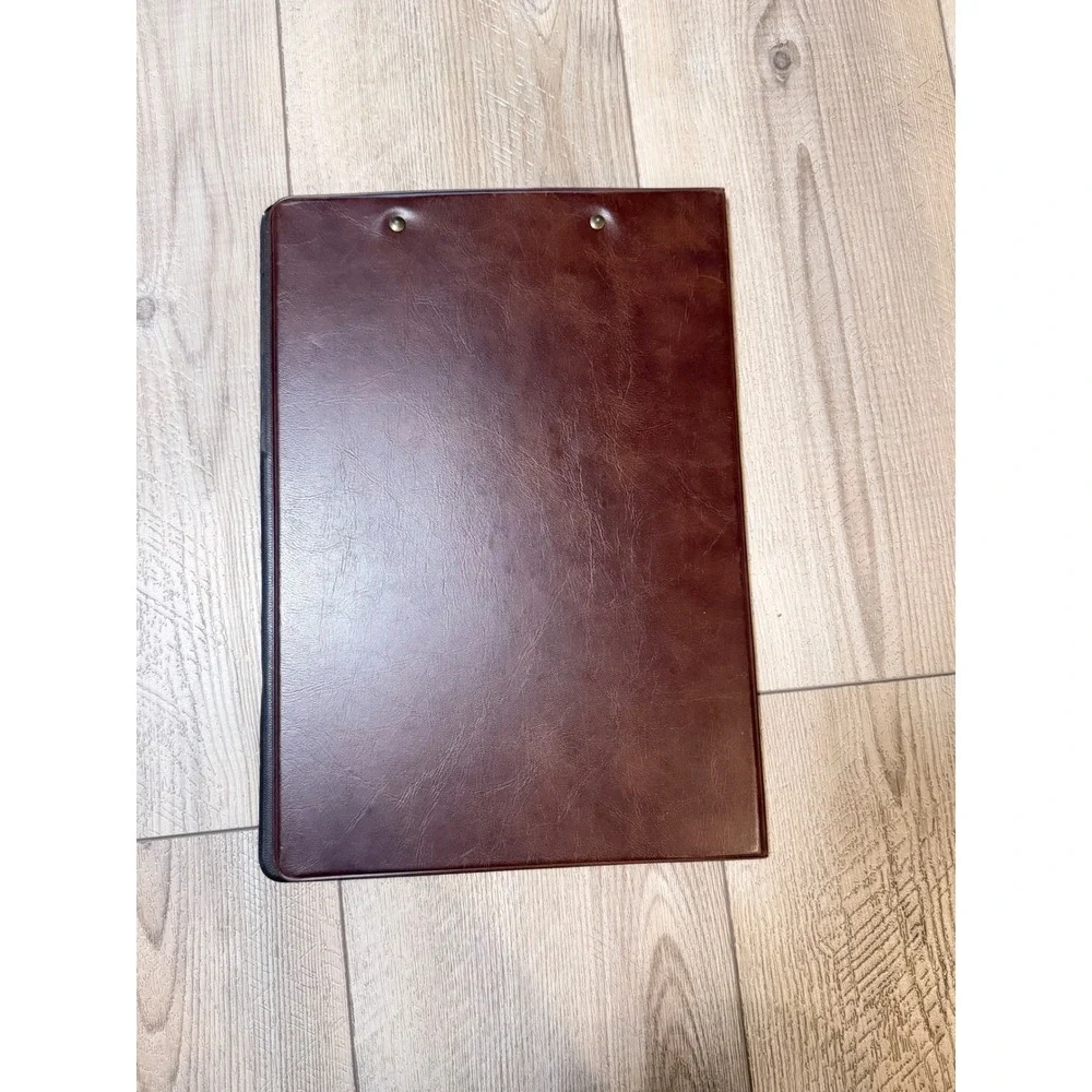 Vintage Samsill 71014 Brown Leather Notepad Folder Brass Corner Legal Pad Holder